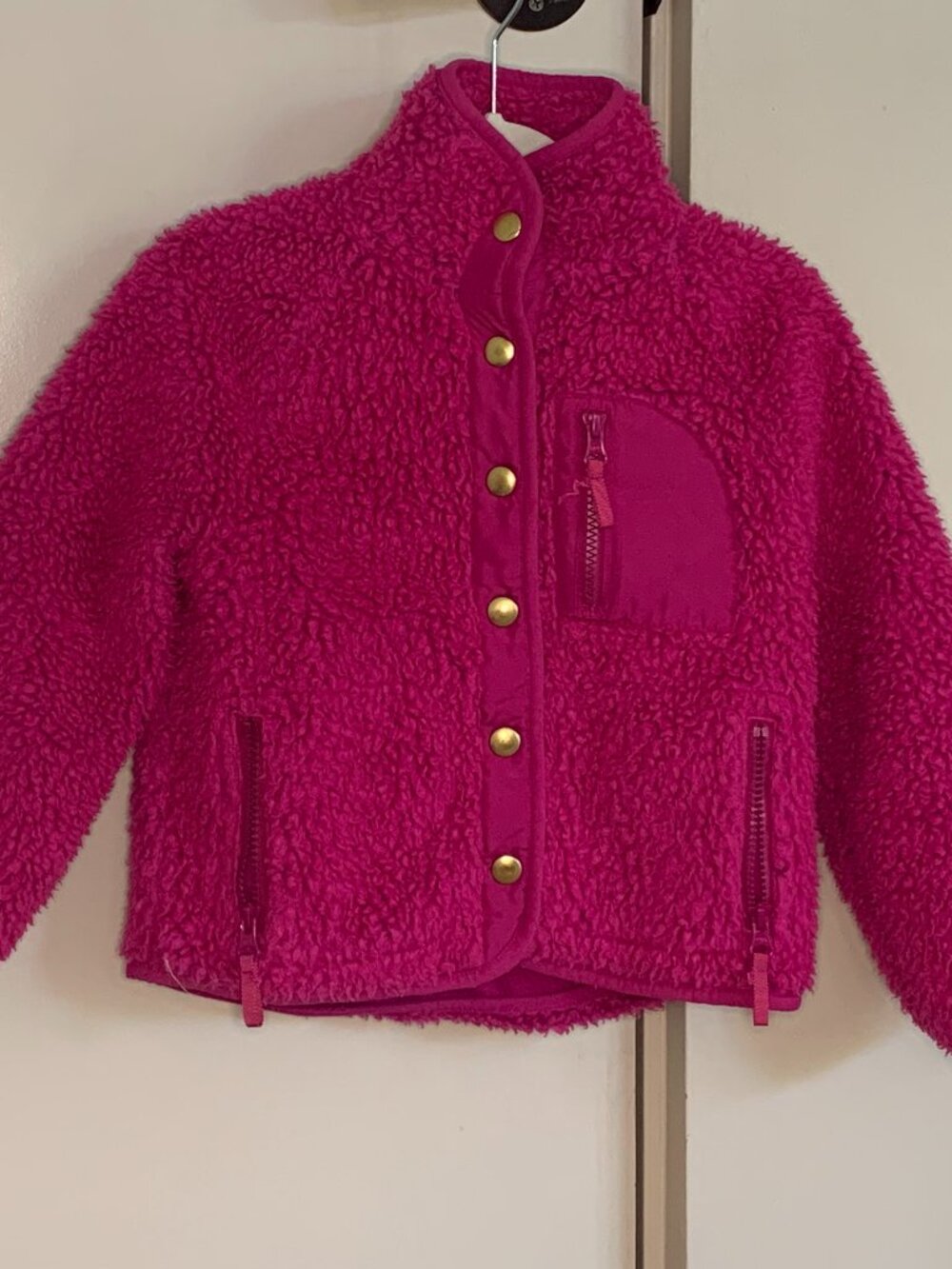 Crewcuts Girls Hot Pink Sherpa Fleece Jacket – Size XS (4–5)
